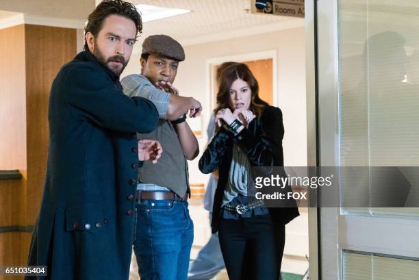 Tom Mison, Jerry MacKinnon and Rachel Melvin in theSick Burn episode of SLEEPY HOLLOW airing Friday, Feb. 24 on FOX.