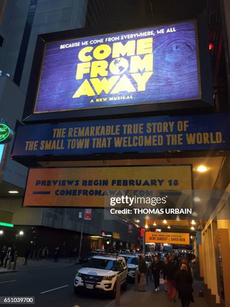 The Musical "Come from Aways" plays at the Gerald Schoenfeld Theatre on March 9 in New York. The musical tells the story of the small Newfoundland...