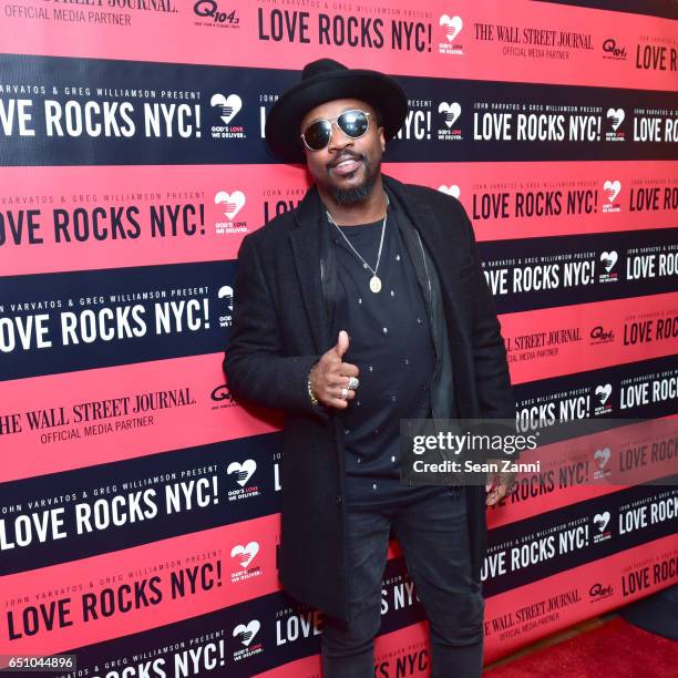 Anthony Hamilton attends John Varvatos & Greg Williamson Present Love Rocks NYC Concert Benefiting God's Love: Red Carpet on March 9, 2017 in New...