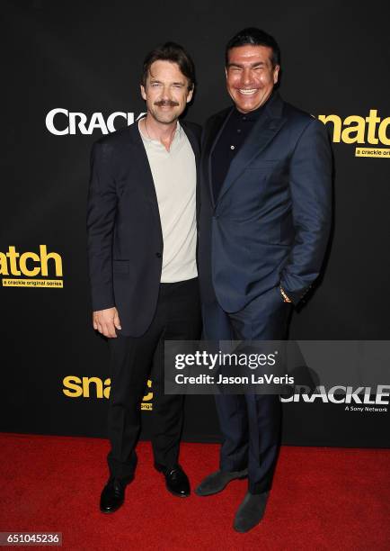 Actors Dougray Scott and Tamer Hassan attend the premiere of "Snatch" at Arclight Cinemas Culver City on March 9, 2017 in Culver City, California.