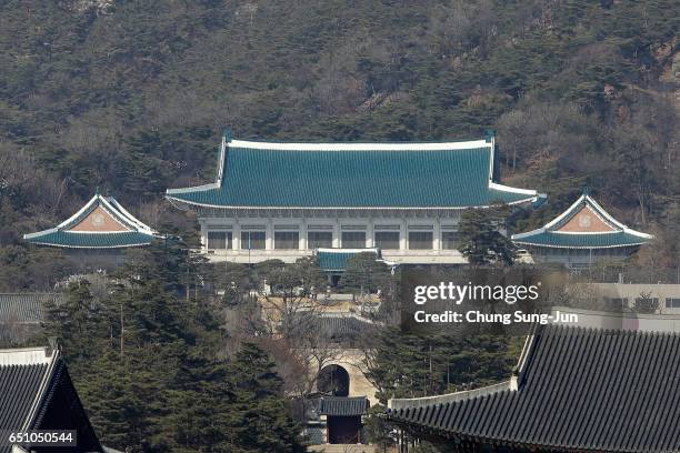 The presidential Blue House is seen on March 10, 2017 in Seoul, South Korea. The Constitutional Court of South Korea upheld the impeachment of...