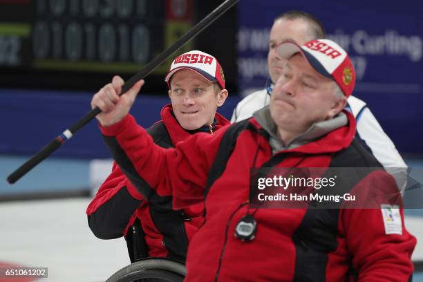 Konstantin Kurokhtin from Russia reacts during the World Wheelchair Curling Championship 2017 - test event for PyeongChang 2018 Winter Olympic Games...
