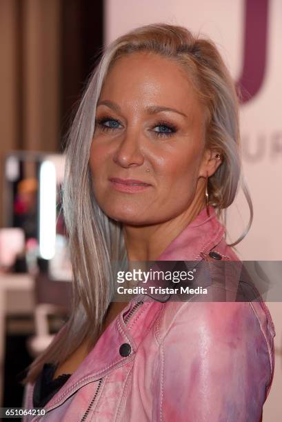 German actress Janine Kunze attends the JT Touristik Pink Carpet party at Hotel De Rome on March 9, 2017 in Berlin, Germany.