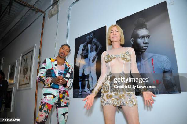 Designer Octavius Terry and artist Karen Bystedt attend Karen Bystedt's "Kings And Queens" exhibition on March 9, 2017 in Los Angeles, California.