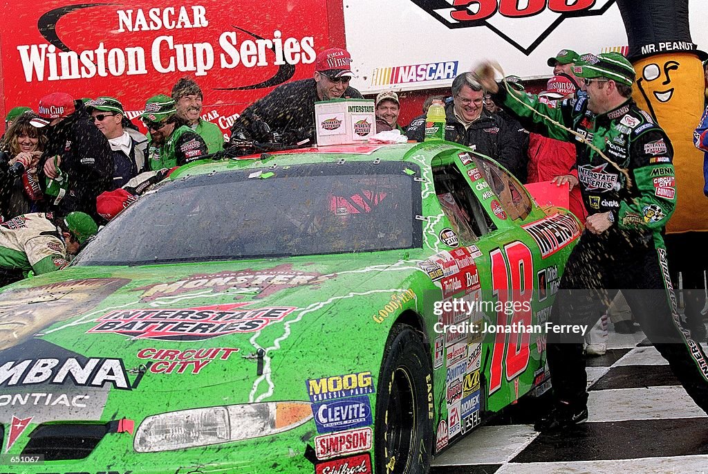 Bobby Labonte Driver Bobby LaBonte celebrates his victory during the UAW-GM 500 ...