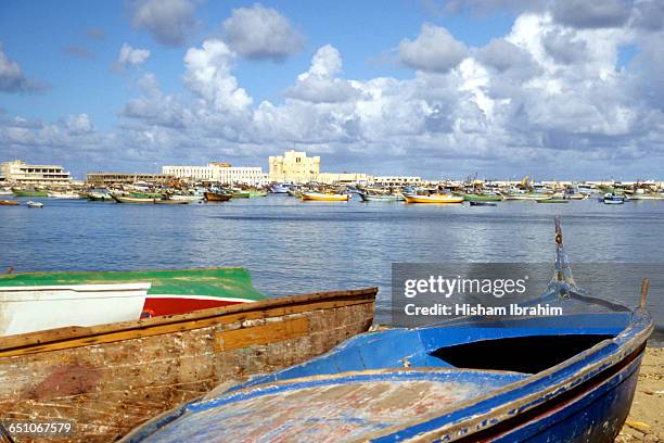 qaitbay castle and the eastern harbor, alexandria - alexandria egypt stock pictures, royalty-free photos & images