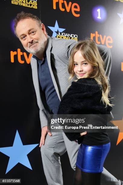 Pablo Carbonell and his daughter Mafalda Carbonell present the TV program 'Jugando con las estrellas' on March 9, 2017 in Madrid, Spain.