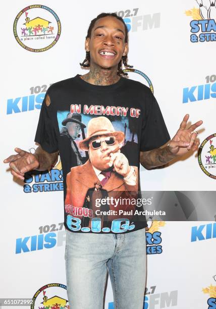 Rapper Wiz Khalifa attends the 11th annual Stars and Strikes Bowling Tournament at PINZ Bowling & Entertainment Center on March 9, 2017 in Studio...