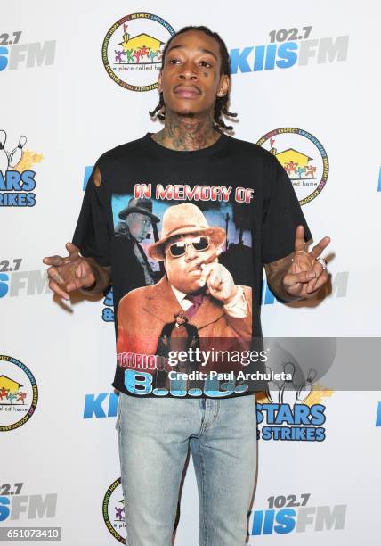 Rapper Wiz Khalifa attends the 11th annual Stars and Strikes Bowling Tournament at PINZ Bowling & Entertainment Center on March 9, 2017 in Studio...