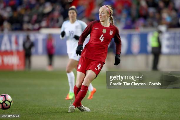 Becky Sauerbrunn of United States in action during the USA Vs England SheBelieves Cup match at Red Bull Arena on March 4, 2017 in Harrison, New...