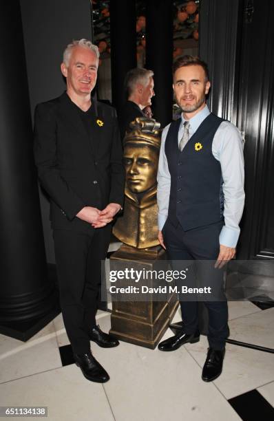 Tim Firth and Gary Barlow attend the Olivier Awards 2017 nominees celebration at Rosewood London on March 10, 2017 in London, England.