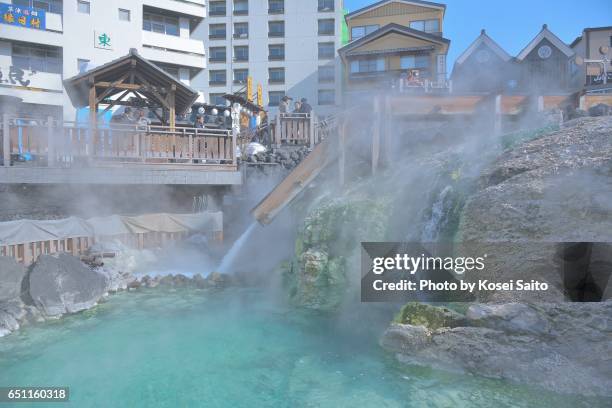 the yubatake - kusatsu stock pictures, royalty-free photos & images