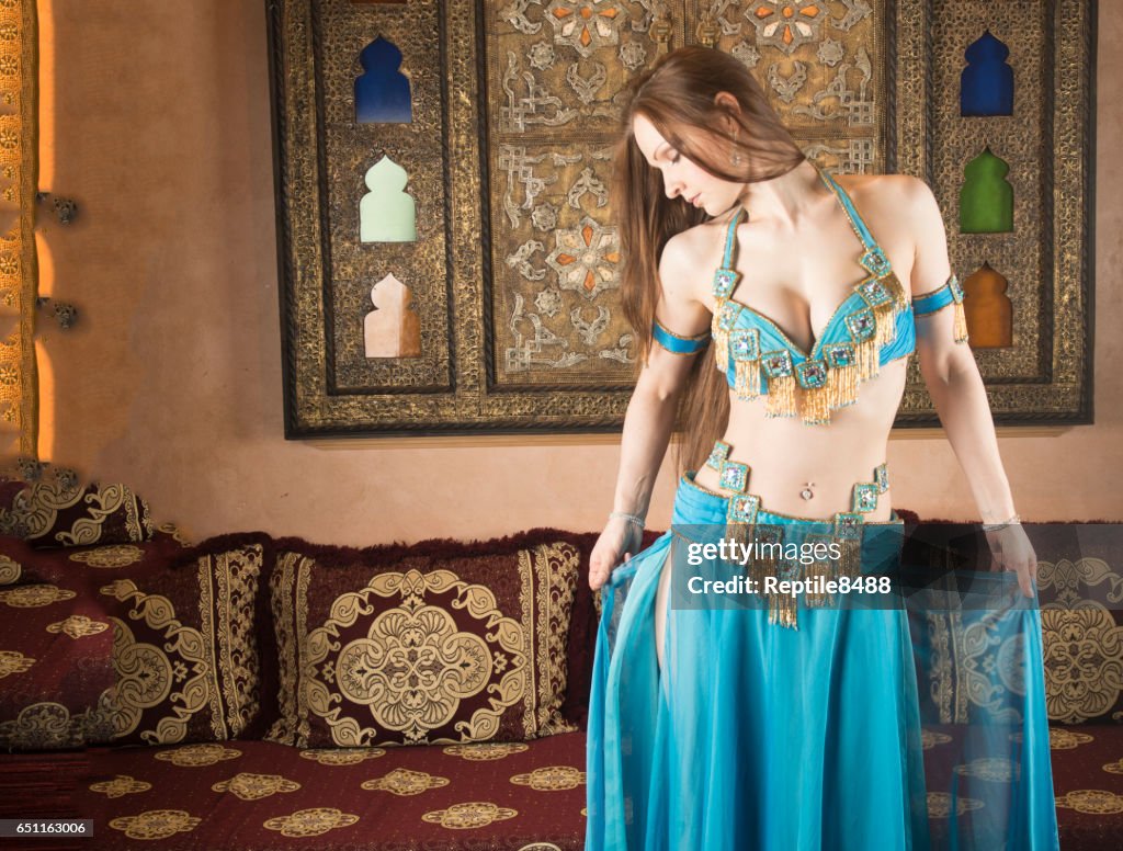 Belly dancer in Arabian belly dancing costume