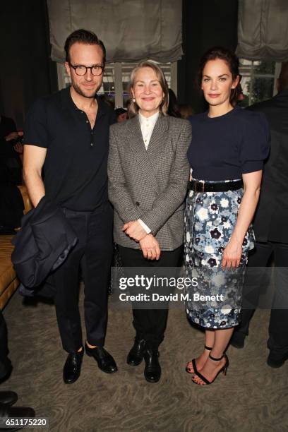 Rafe Spall, Cherry Jones and Ruth Wilson attends the Olivier Awards 2017 nominees celebration at Rosewood London on March 10, 2017 in London, England.