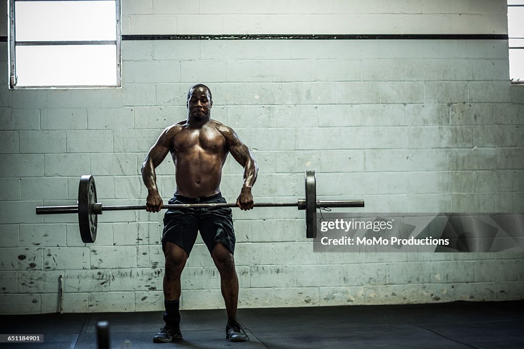 Gym - man lifting weights