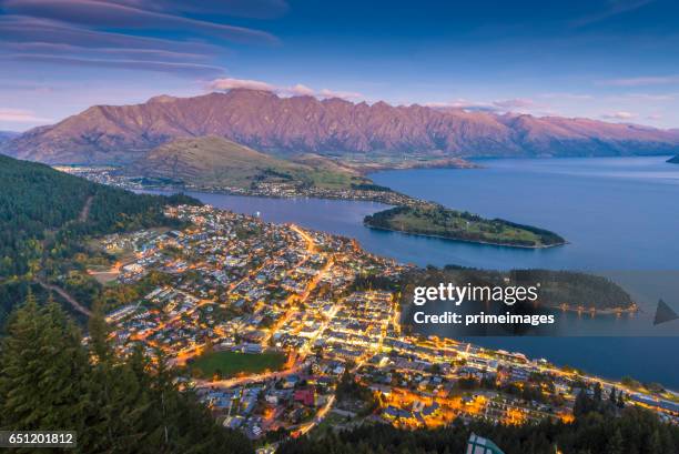 panaramic view of famaus place at south island queenstown - christchurch new zealand stock pictures, royalty-free photos & images