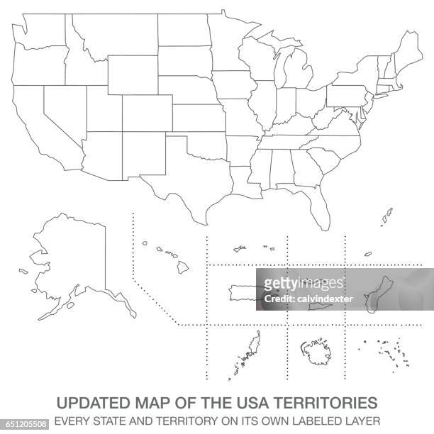 updated map of the usa territories - samoa stock illustrations