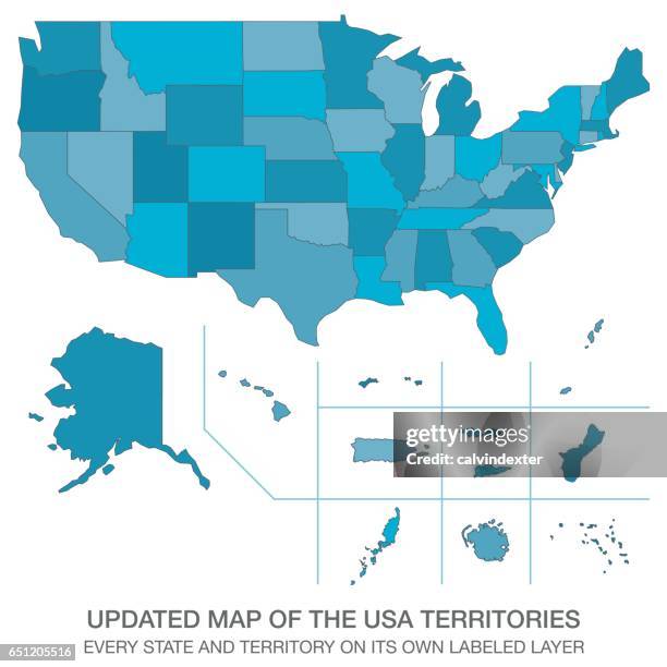 stockillustraties, clipart, cartoons en iconen met bijgewerkte kaart van de vs-gebieden - american samoa