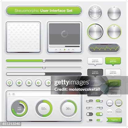 Modern Skeuomorphic Graphical User Interface Set High-Res Vector ...