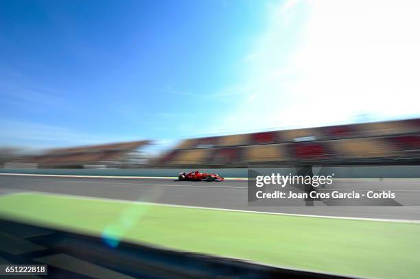 Sebastian Vettel of Scuderia Ferrari driving his car during the Formula One Winter tests, on March 9, 2017 in Barcelona, Spain.