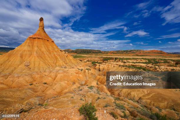 Arguedas, Bardenas Reales, Castildetierra, typical rock formation, Bardenas Reales Natural Park, Biosphere Reserve, Navarre, Spain.