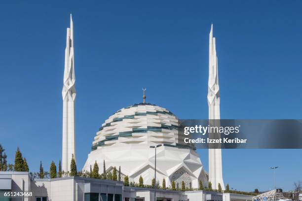 ilahiyat (theology) modern mosque at altunizade, istanbul turkey - contemporary istanbul stock pictures, royalty-free photos & images