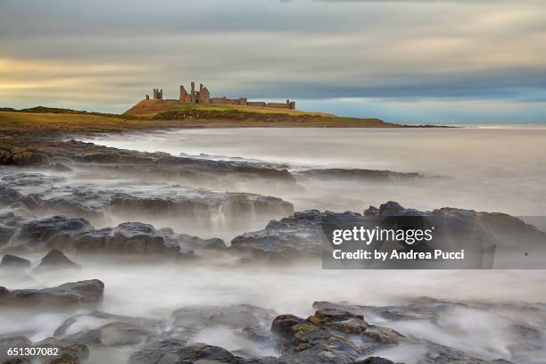 dunstanburgh castle, northumberland, united kingdom - craster stock pictures, royalty-free photos & images