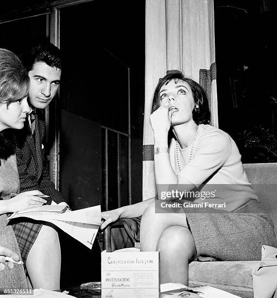 French actress Marie Laforet during a press conference Madrid, Spain. .
