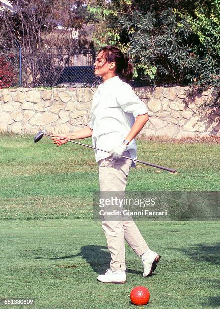 The Spanish model Ines Sastre, on the golf courses of La Moraleja, 23rd Oktober 1997, Madrid, Spain. .