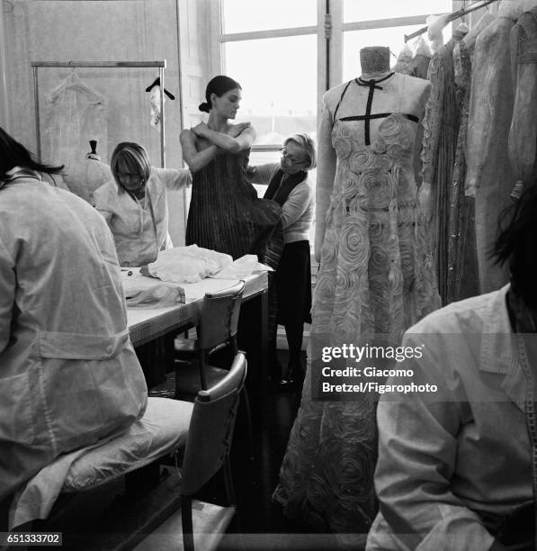 Valentino workshop is photographed for Madame Figaro on January 30, 2017 in Paris, France. PUBLISHED IMAGE. CREDIT MUST READ: Giacomo...