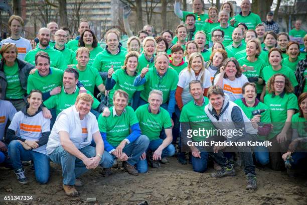 King Willem-Alexander and Queen Maxima of the Netherlands volunteering for NL Doet in the neighborhood garden on March 10, 2017 in Breda,...