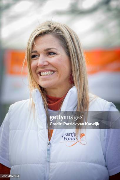 Queen Maxima of the Netherlands volunteering for NL Doet in the neighborhood garden on March 10, 2017 in Breda, Netherlands. NL Doet is a National...