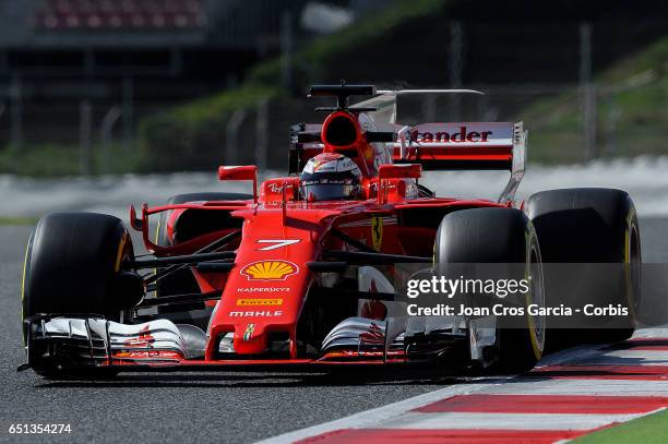 Kimi Räikkönen of Scuderia Ferrari driving his car during the Formula One Winter tests, on May 9, 2017 in Barcelona, Spain.