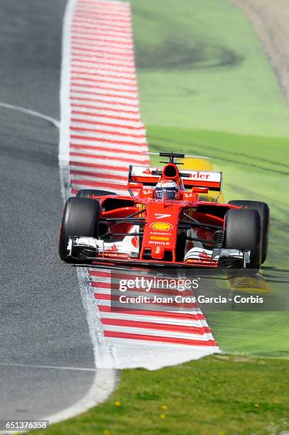 Kimi Räikkönen of Scuderia Ferrari driving his car during the Formula One Winter tests, on May 9, 2017 in Barcelona, Spain.