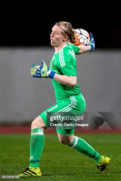 Hedvig Lindahl of Sweden during the Algarve Cup Tournament Match between Sweden W and Russia W on March 8, 2017 in Albufeira, Portugal.