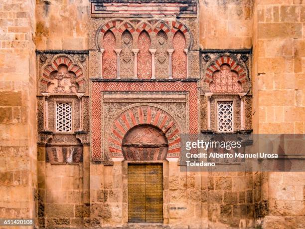 spain, cordoba, mosque-cathedral of cordoba, facade - córdoba stock pictures, royalty-free photos & images