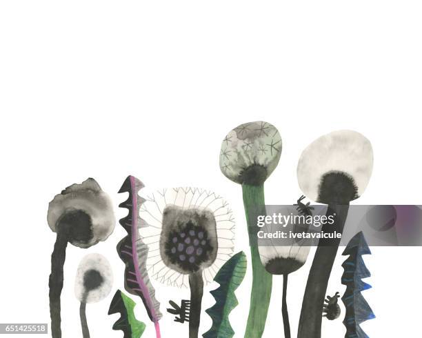 ilustraciones, imágenes clip art, dibujos animados e iconos de stock de diente de león mixta y pequeños insectos - arrancar malas hierbas