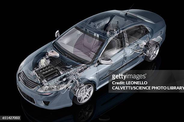 inside of a car, illustration - explosionszeichnung stock-grafiken, -clipart, -cartoons und -symbole