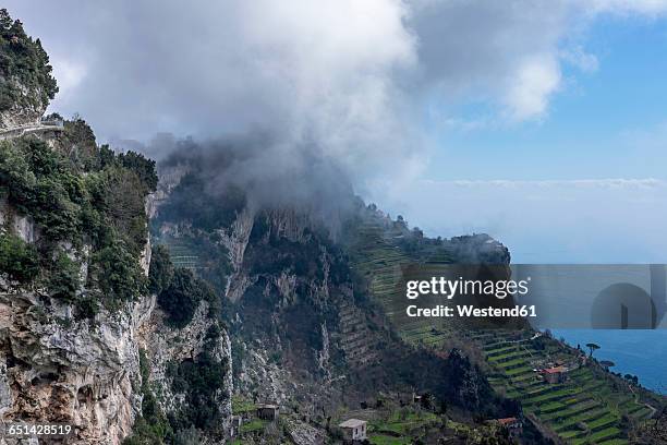 italy, campania, view from sentiero degli dei, coast of amalfi - sentiero - fotografias e filmes do acervo