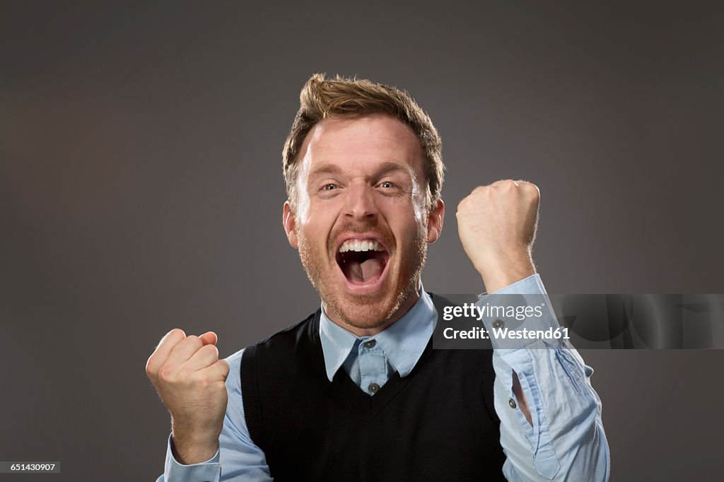 Portrait of man freaking out
