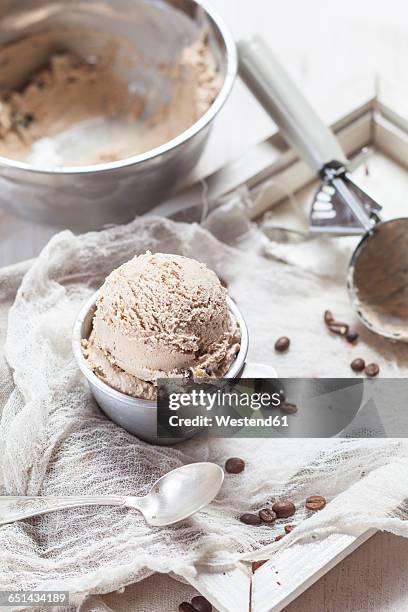 vegan coffee ice cream - gelato al caffè e cioccolato foto e immagini stock