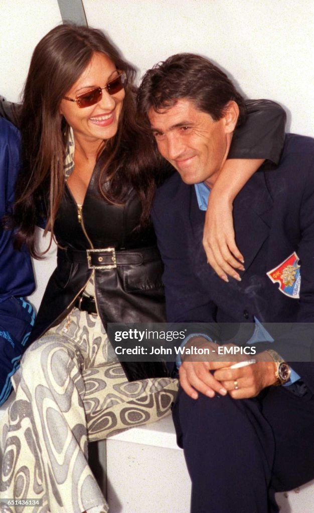 FK Obilic President Svetlana Raznatovic shows her affection for Head