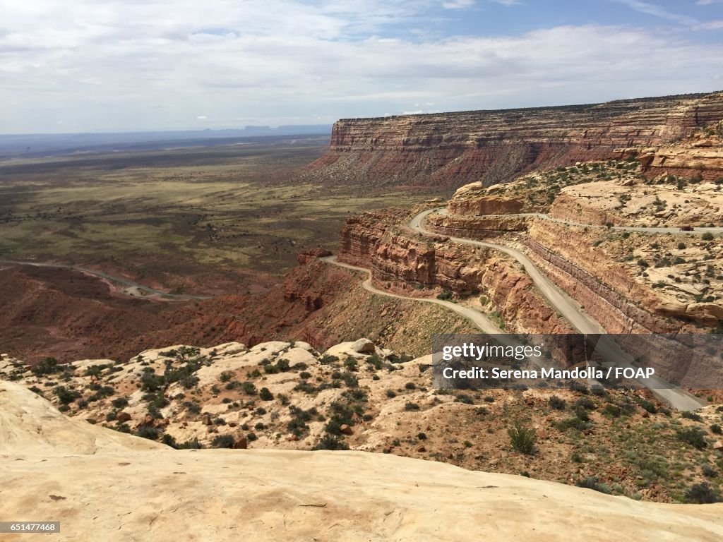 High angle view of road in moki dugway