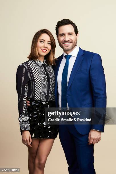 Aubrey Plaza and Edgar Ramirez pose for portrait session at the 2017 Film Independent Spirit Awards on February 25, 2017 in Santa Monica, California.