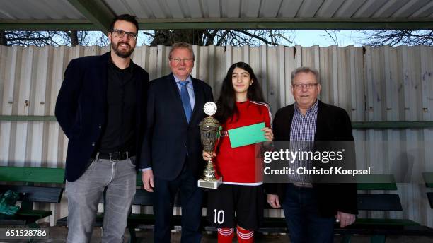 Hermann Korfmacher, president of West-German football federation , Henrik Lerch, editor Fussball.de and Jrgen Grondziewski, boadr of district...