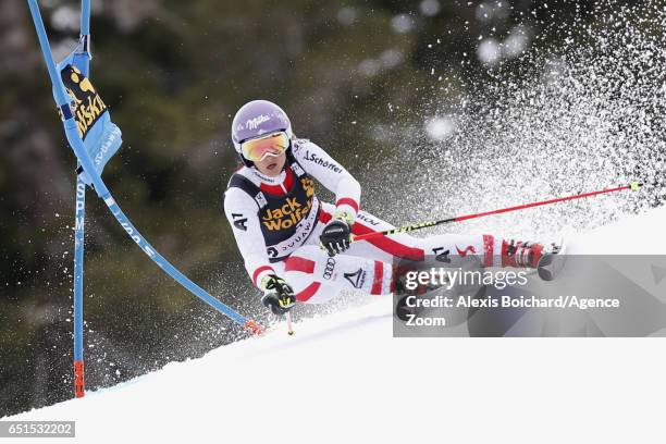 Michaela Kirchgasser of Austria competes during the Audi FIS Alpine Ski World Cup Women's Giant Slalom on March 10, 2017 in Squaw Valley, California