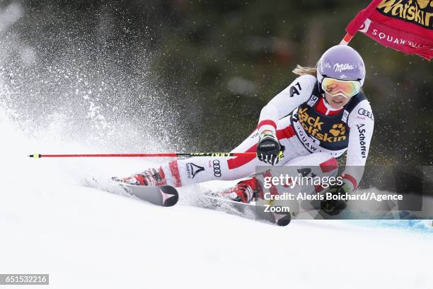 Michaela Kirchgasser of Austria competes during the Audi FIS Alpine Ski World Cup Women's Giant Slalom on March 10, 2017 in Squaw Valley, California