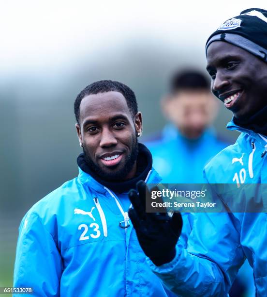 Vurnon Anita and Mohamed Diame during the Newcastle United Training Session at The Newcastle United Training Centre on March 10, 2017 in Newcastle...
