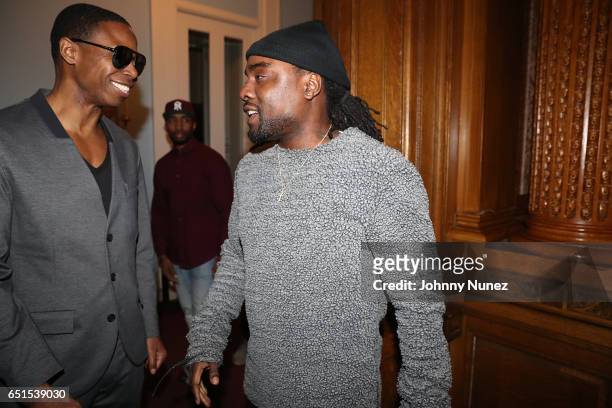 Doug E Fresh and Wale attend Icon Talks Salutes Fabolous at Brooklyn Borough Hall on March 9, 2017 in New York City.