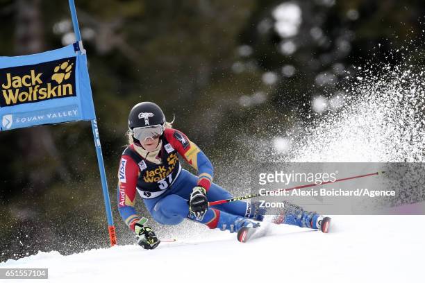 Resi Stiegler of USA in action during the Audi FIS Alpine Ski World Cup Women's Giant Slalom on March 10, 2017 in Squaw Valley, California